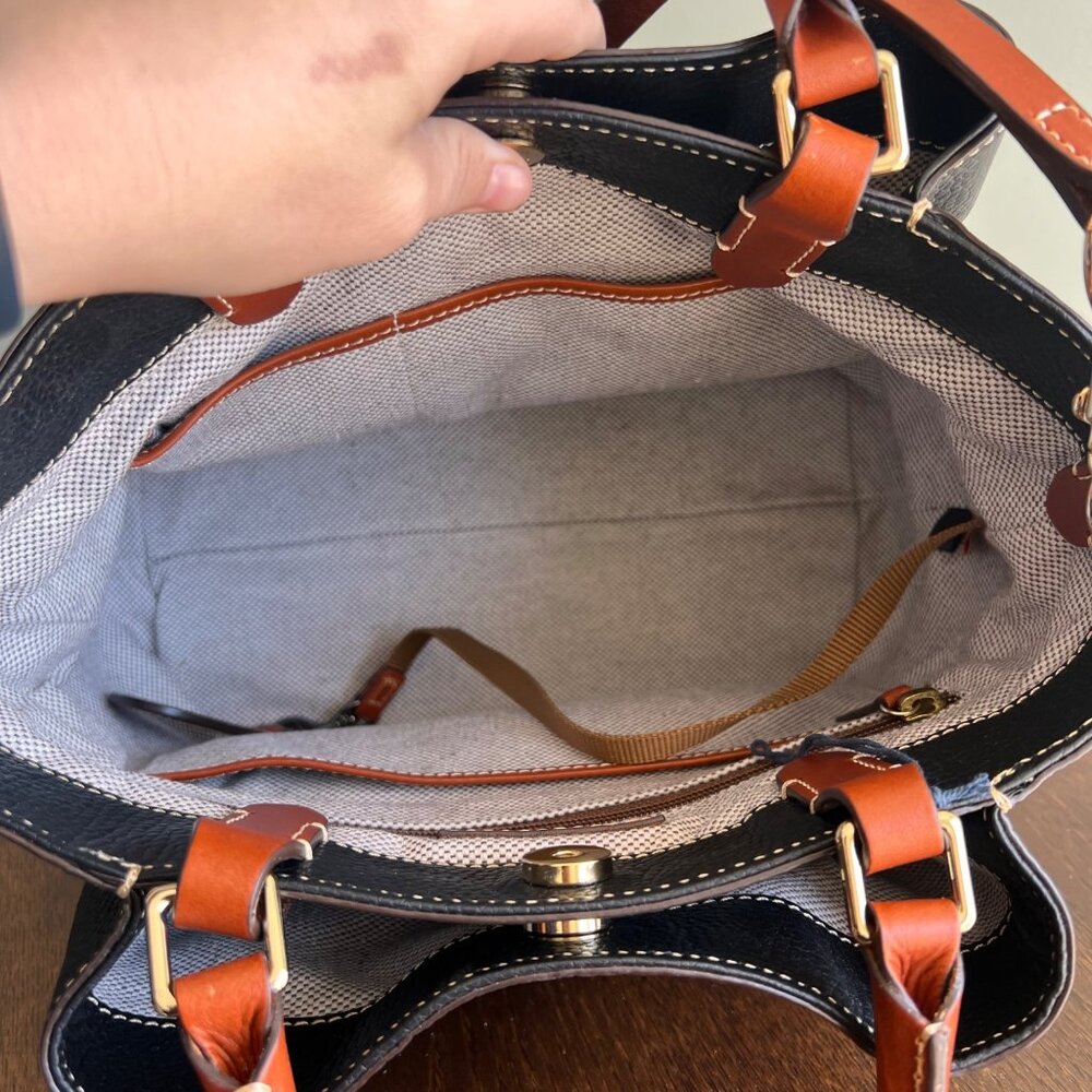 Dooney & Bourke Black and Brown Leather Satchel - Picture 7 of 7